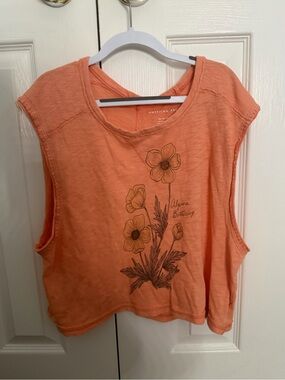 American Eagle Outfitters Orange Floral Graphic Crop Tank